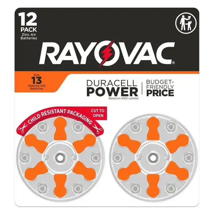 Rayovac Hearing Aid Battery Size 13 12pk – Orange Device-Specific, 1.4V, Single-Use