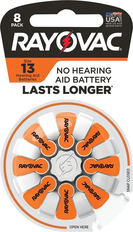 Rayovac Size 13 Hearing Aid Batteries (8 Pack), Size 13 Batteries