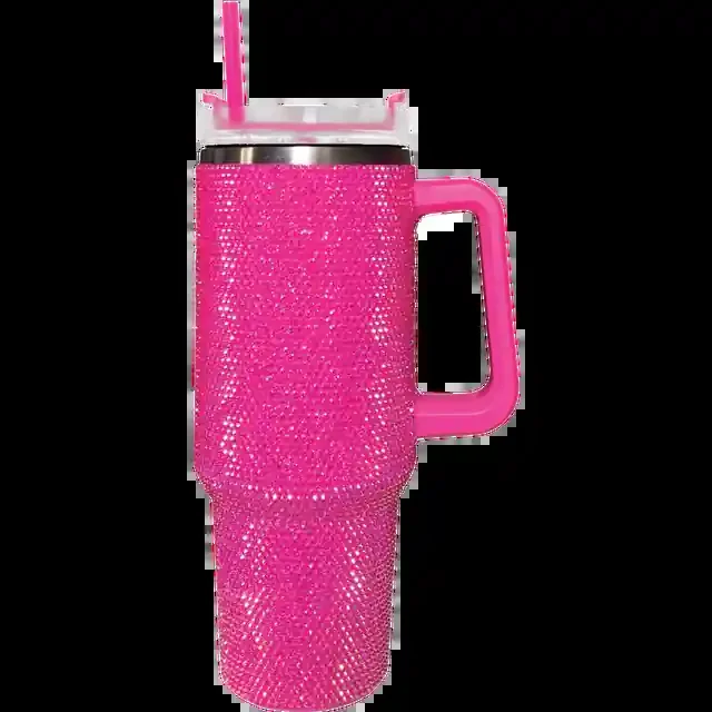 Red & Pink Crystal Bling Mug And Keychain Gift Set