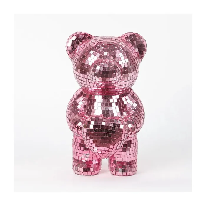 Red & Pink Mirrored Bear, Assorted Colors, 8 In