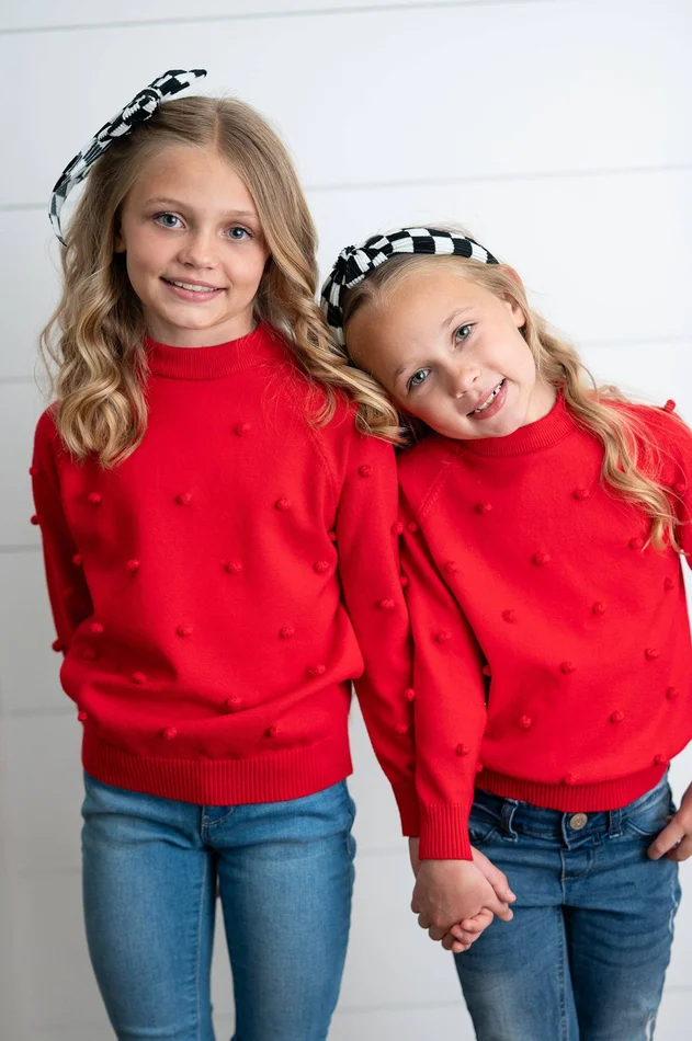 Red Pom Pom Sweater