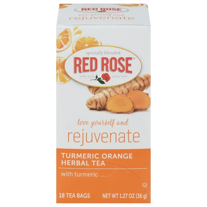 Red Rose Tea Turmeric Orange Herbal Tea with Turmeric 18 Tea Bags – 18 ct