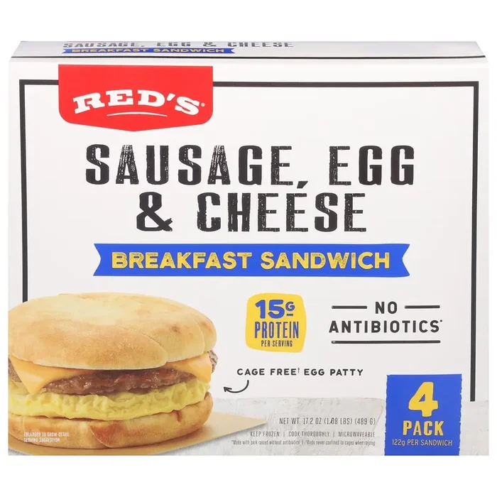 Red‘s, Sausage Breakfast Sandwich, 4.3oz, 4 PK