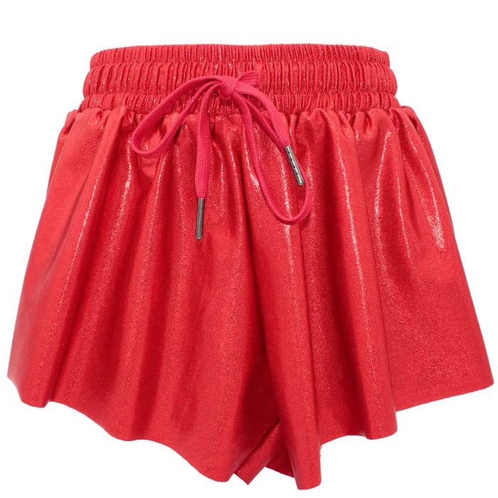 RED SHIMMER BUTTERFLY FLOWY SHORT