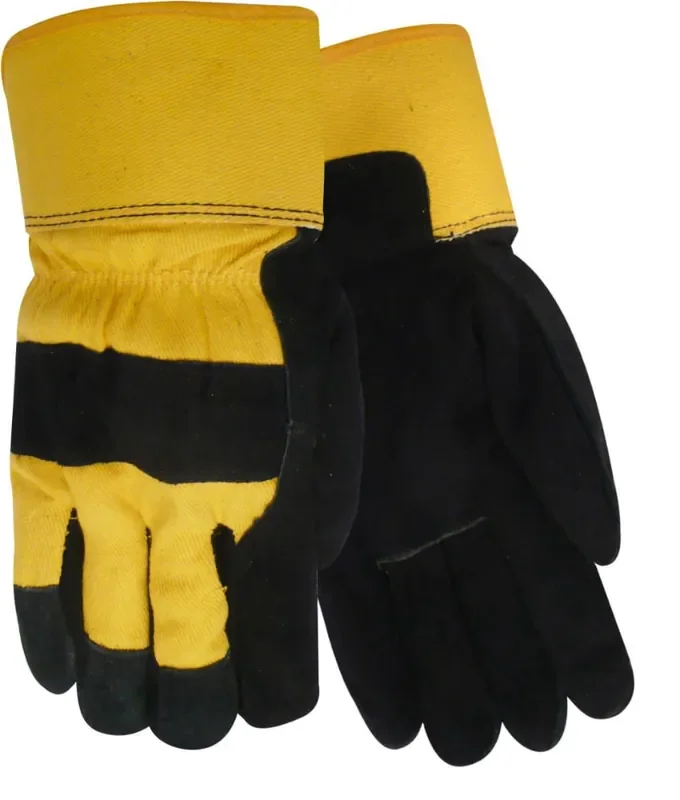 Red Steer Glove Company Lined Suede Cowhide And Leather Lined Palm Gloves – Yellow/Black