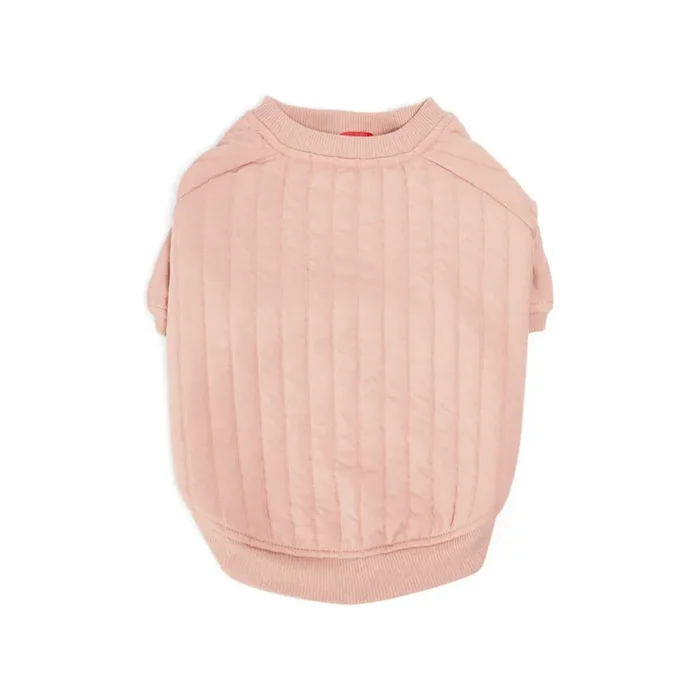 Reddy Quilted Crewneck Dog Sweater, X-Small, Blush