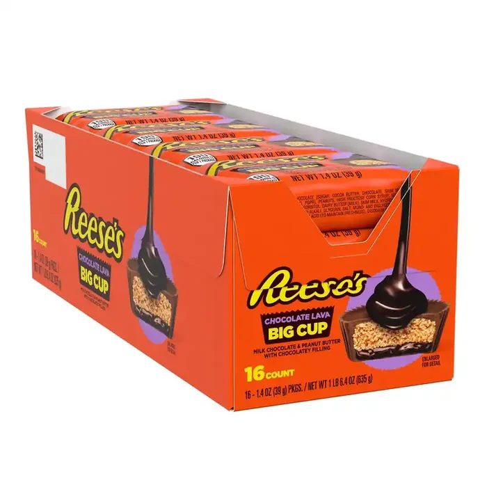 Reese‘s Big Cup Chocolate Lava Milk Chocolate Peanut Butter Cups, Candy Packs, 1.4 oz (16 Count)
