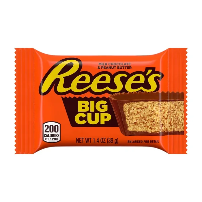 Reese‘s Big Cup Milk Chocolate Peanut Butter Cups, Candy Pack, 1.4 oz