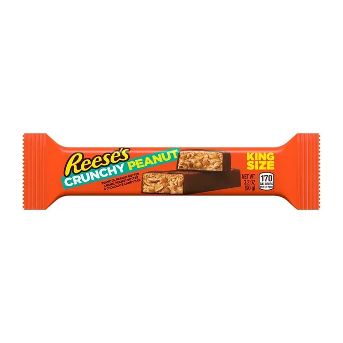 Reese‘s Crunchy Peanut Chocolate, Peanut Butter and Peanuts King Size, Candy Bar, 3.2 oz