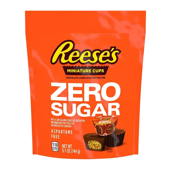 Reese‘s Zero Sugar Miniatures Chocolate Peanut Butter Cups, Candy Bag, 5.1 oz