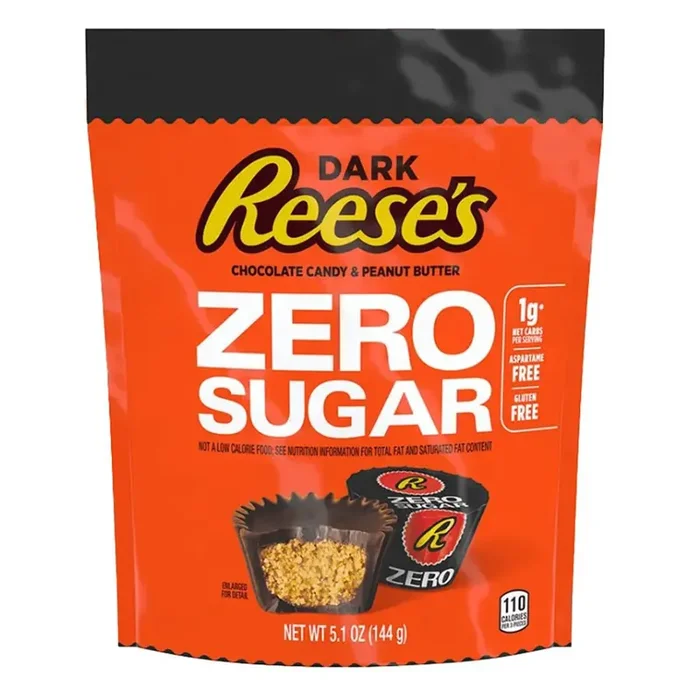 Reese‘s Zero Sugar Miniatures Dark Chocolate Peanut Butter Cups, Candy Bag- 5.1 oz