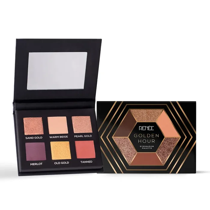 RENEE Golden Hour Eyeshadow Palette 7.2gm, 6 Rich, Highly Pigmented Shimmery & Matte Shades -Neutrals to Metallics, Smooth, Blendable Consistency Intense Color Payoff