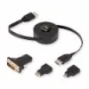 ReTrak Retractable HDMI Cable with Mini, Micro and DVI Adapters