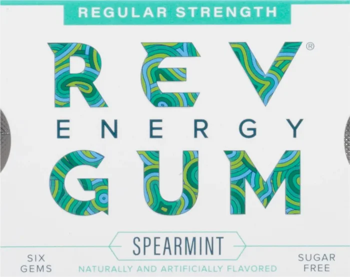 Rev Sugar Free Regular Strength Spearmint Energy Gum 6 ea