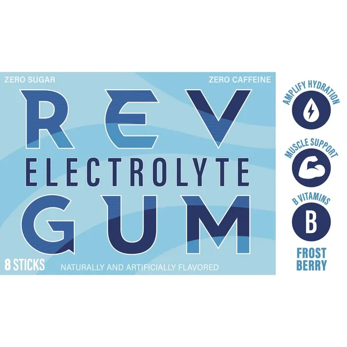Rev Zero Sugar Zero Caffeine Frost Berry Electrolyte Gum 8 Sticks
