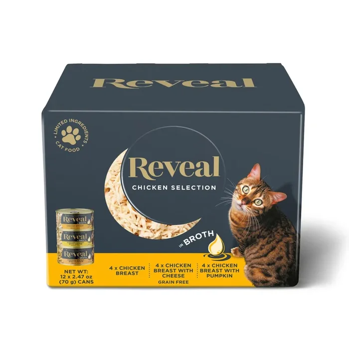 Reveal Natural Wet Cat Food Chicken Selection in Broth 12 x 2.47oz Cans