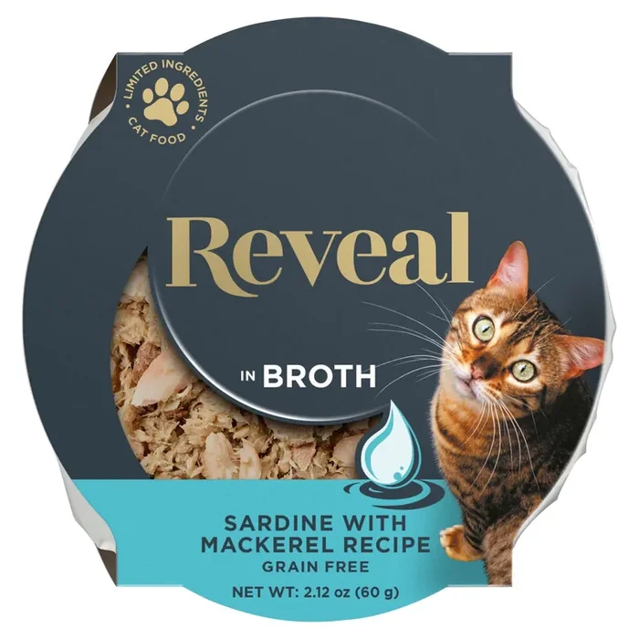 Reveal Wet Cat Food, Sardine With Mackerel In Broth Pot
