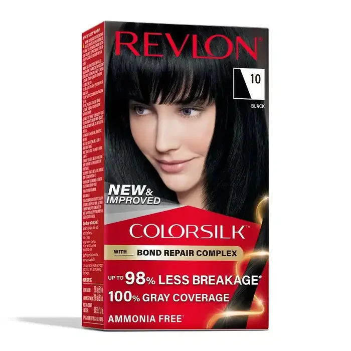 Revlon ColorSilk Permanent Hair Color with Bond Repair Complex – 10 Black – 4.4 fl oz
