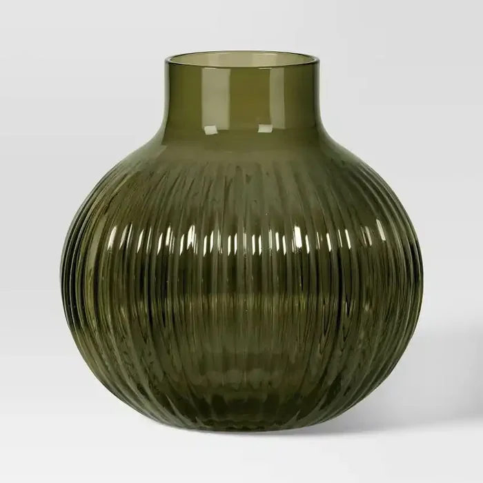 Ribbed Round Vase Green – Room Essentials™
