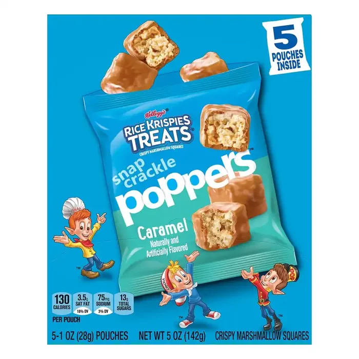 Rice Krispies Treats Snap, Crackle, Poppers Kellogg‘s Rice Krispies Treats Snap Crackle Poppers Marshmallow Breakfast Bites, Caramel, 5 oz, 5 Count