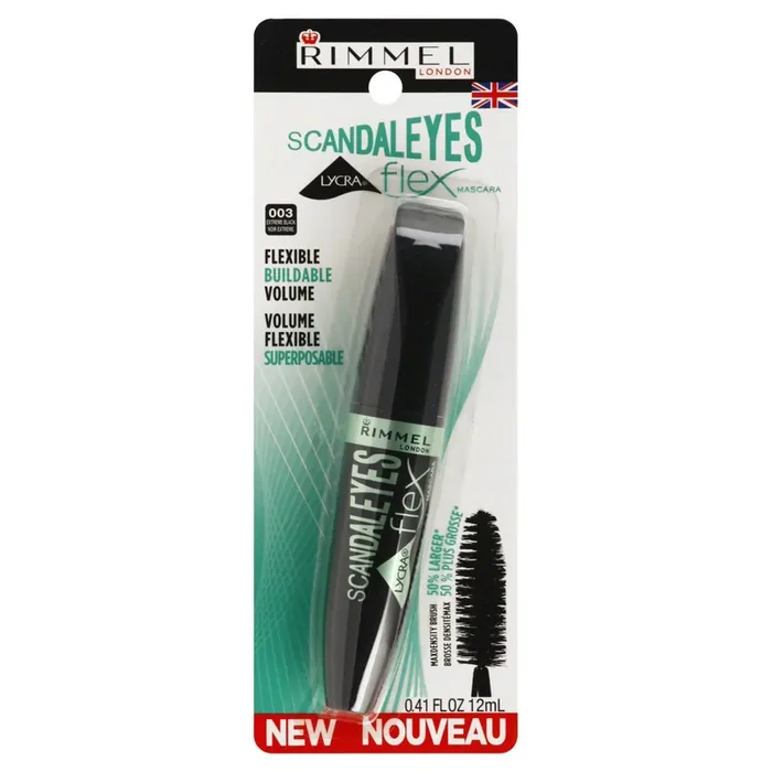 Rimmel ” ScandalEyes Mascara featuring the MaxDensity Brush, Rimmel‘s biggest brush ever, 50% bigger than the Max. Captures and Plumps every lash.”