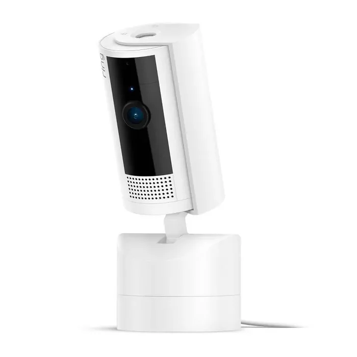 Ring Pan-Tilt Indoor Cam with 360° Horizontal Pan Coverage, Live View, Two-Way Talk, HD Video – White