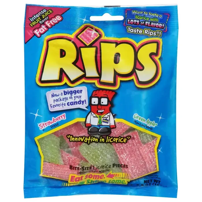 Rips Strawberry/Green Apple Licorice Pieces Bite-Size 5.5 oz