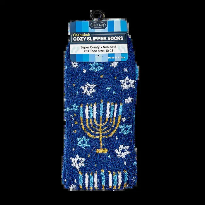 Rite Lite Hanukkah Menorah Adult Cozy Slipper Socks