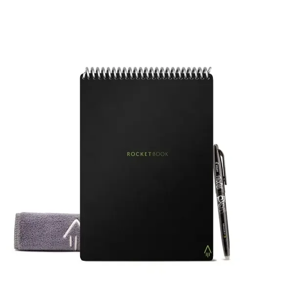 Rocketbook Flip Smart Reusable Executive Size Notepad, 6″ X 8-4/5″, 1 Subject, Dot-Grid And Line Ruled, 18 Sheets, Black