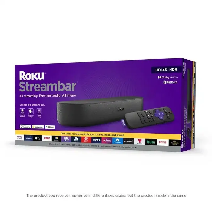 Roku Streambar 4K/HD/HDR Streaming Media Player & Premium Audio, All In One with Roku Voice Remote