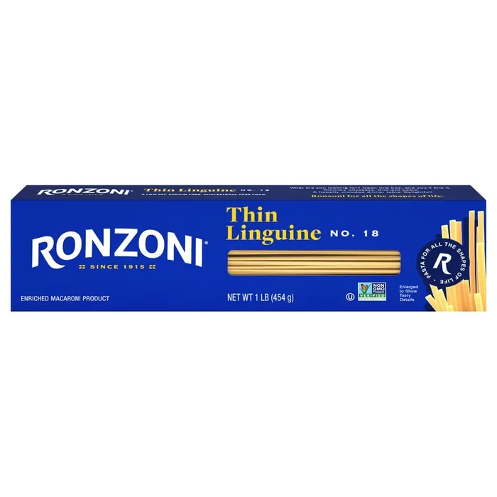 Ronzoni Thin Linguine, 16 oz, Thin, Flat, Versatile Non-GMO Pasta