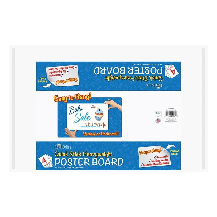 Royal Brites Quick Stick Heavyweight Poster Board – 4 Pack – White