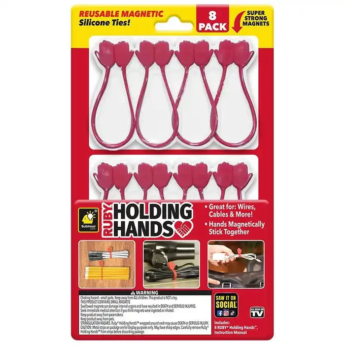 Ruby Holding Hands Magnetic Silicone Ties 8 Pack 8 ea