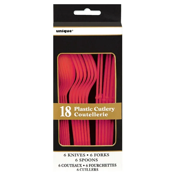 Ruby Red Assorted Plastic Cutlery Box