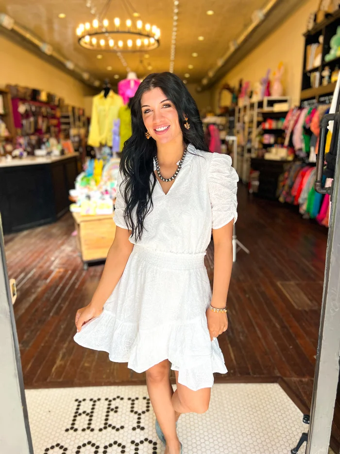 Ruched Sleeve Cinched Dress
