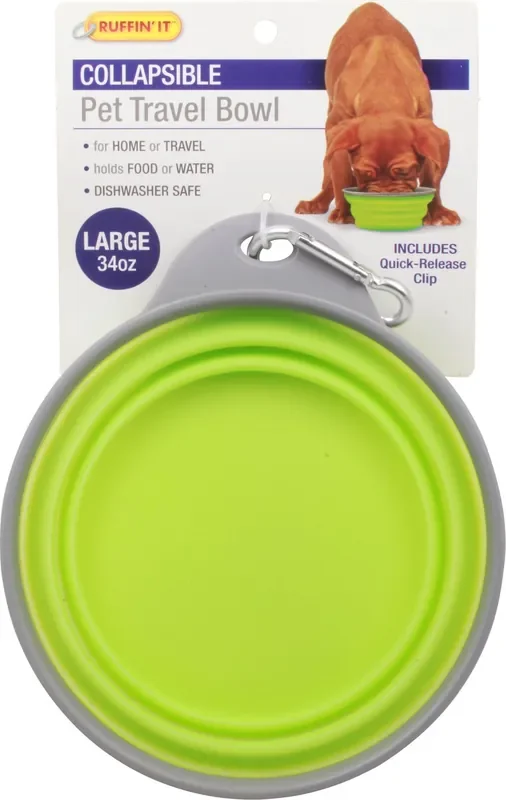 Ruffin‘ It 34 Ounce Large Collapsible Pet Travel Bowl 1 ea Card