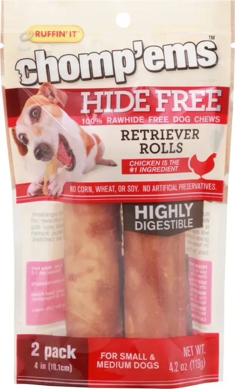 Ruffin‘ It Chomp‘ems Retriever Rolls Dog Chews 2 ea Bag