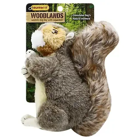 Ruffin It Woodlands Dog Toy With Squeaker Squirrel – Each
