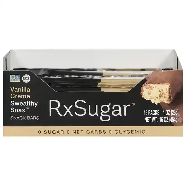 RxSugar Keto Friendly Vanilla Creme Swealthy Snax Bars – 16 ct