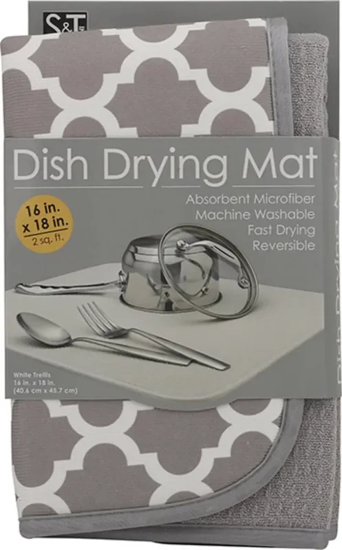 S&T Inc. 16 in x 18 in White Trellis Dish Drying Mat 1 ea