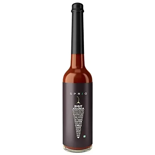 S P R I G Bhut Jolokia Sauce – Made with World‘s Hottest Ghost Peppers (75, 000 SHU, Vegan, 120 gms)