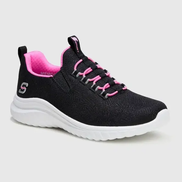 S Sport By Skechers Kids‘ Vana Sneakers – Black 13 Slip-On, Cushioned Insole, Flexible EVA Outsole, Round Closed Toe