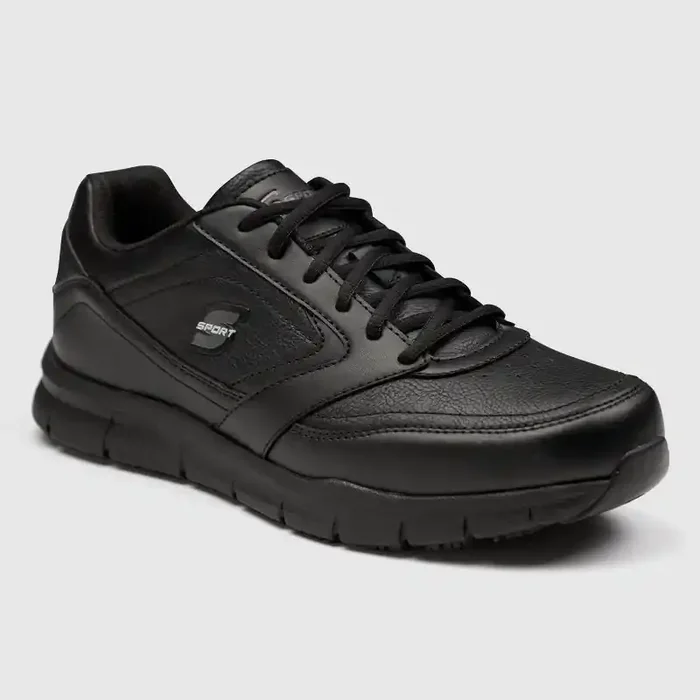 S Sport By Skechers Men‘s Brise Slip Resistant Sneakers – Black 10.5 Lace Up, Cushioned Insole, Non Skid Tread, Medium Width