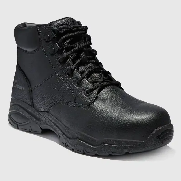 S Sport By Skechers Men‘s Elton Steel Toe Leather Work Boots – Black 7