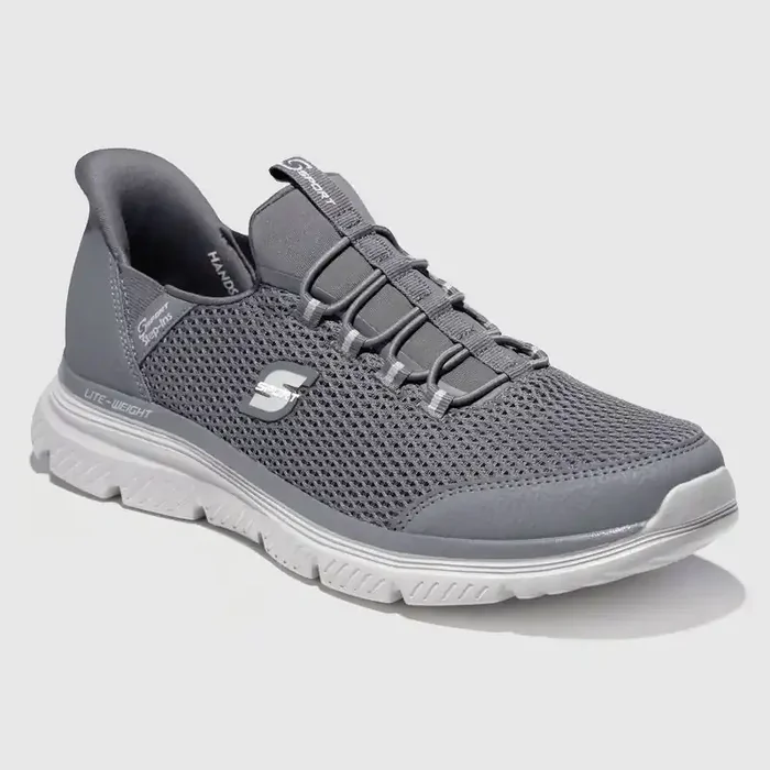 S Sport By Skechers Men‘s Moralis Step In Elastic Sneakers – Gray 10 Slip-On, Cushioned Insole, Machine Washable