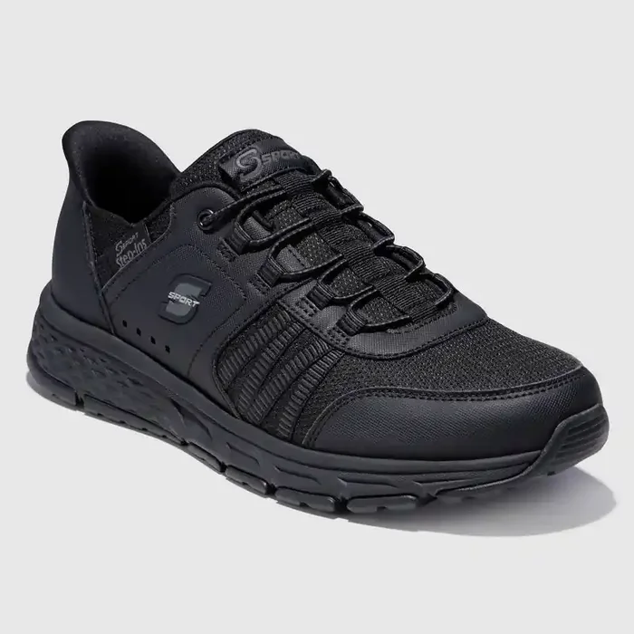 S Sport By Skechers Men‘s Sandler Sneakers – Black 8 Slip On, Cushioned Insole, Mesh Upper