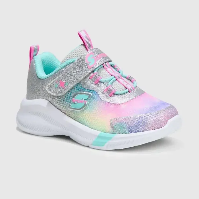 S Sport By Skechers Toddler Girls‘ Cora Sneakers – Silver 9T Hook and Loop Closure, Glitter Detail, Cushioned Insole, Mesh Textile