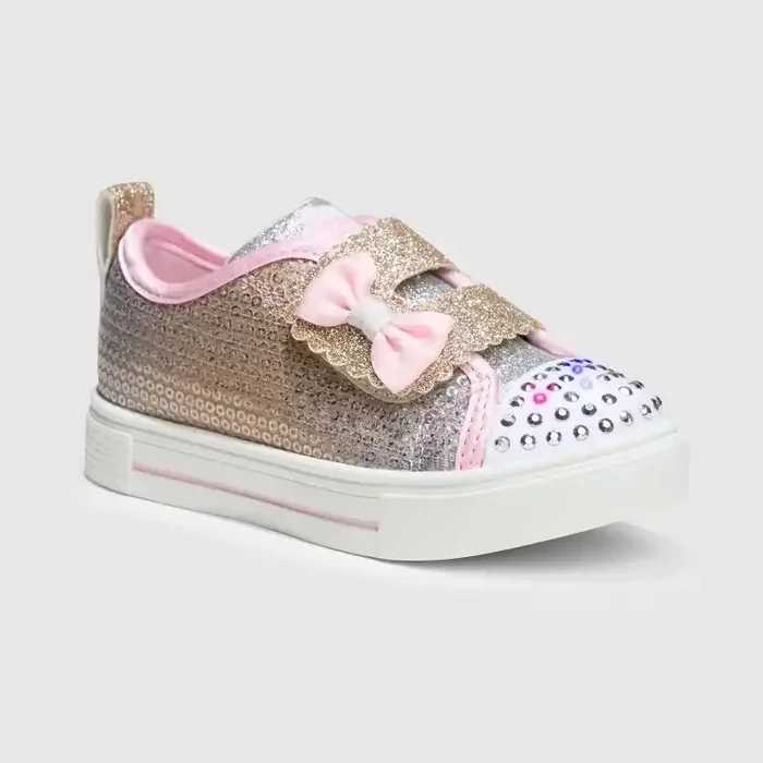 S Sport By Skechers Toddler Girls‘ Lexie Sneakers – Light Pink 7T Hook & Loop, Cushioned Insole, Light Up