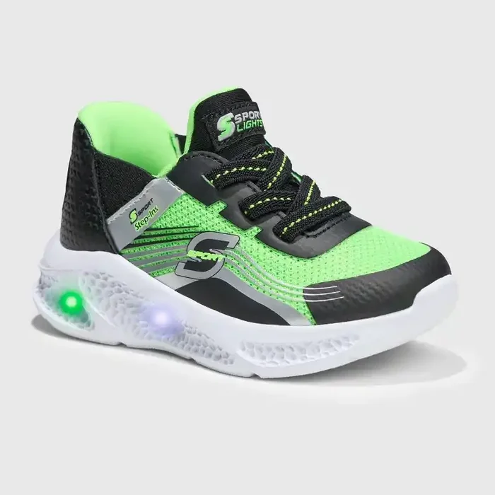 S Sport By Skechers Toddler Myles Sneakers – Lime Green 8T Slip-On, Light-Up, Cushioned Insole, Closed Round Toe