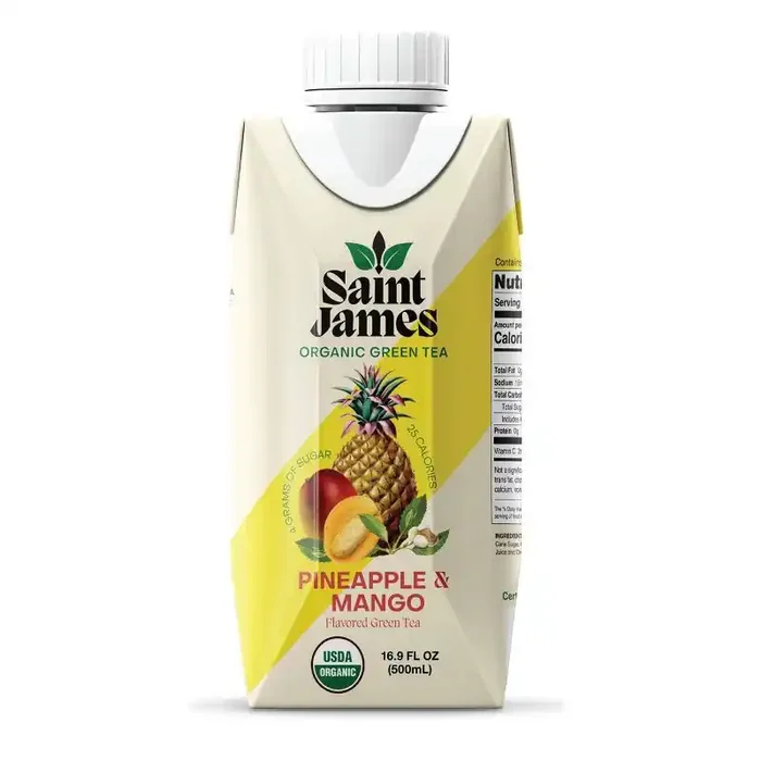 Saint James Pineapple & Mango Organic Green Tea – 16.9 fl oz Box